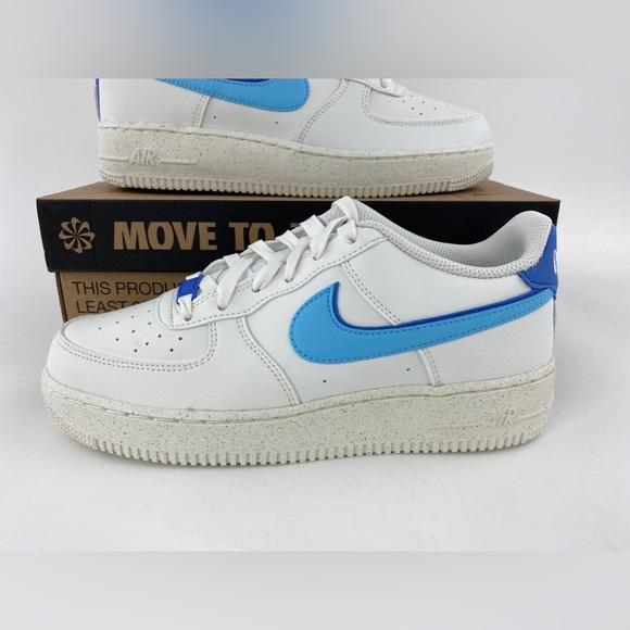 Nike Air Force 1 LV8 White Blue Youth 7Y GS Sneakers Double Swoosh DQ0359 100 - Picture 4 of 12